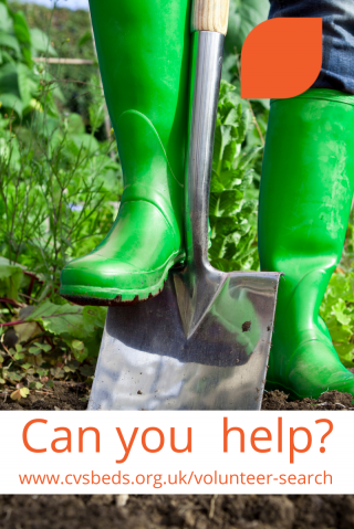 Can you help www.cvsbeds.org.uk/volunteer-search image of person in wellies with garden spade