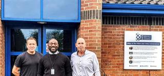 Neill Waring, Operational lead, YouTurn, PCC Festus Akinbusoye and Stuart Smith, Director, YouTurn, pictured outside office of the Police and Crime Commissioner