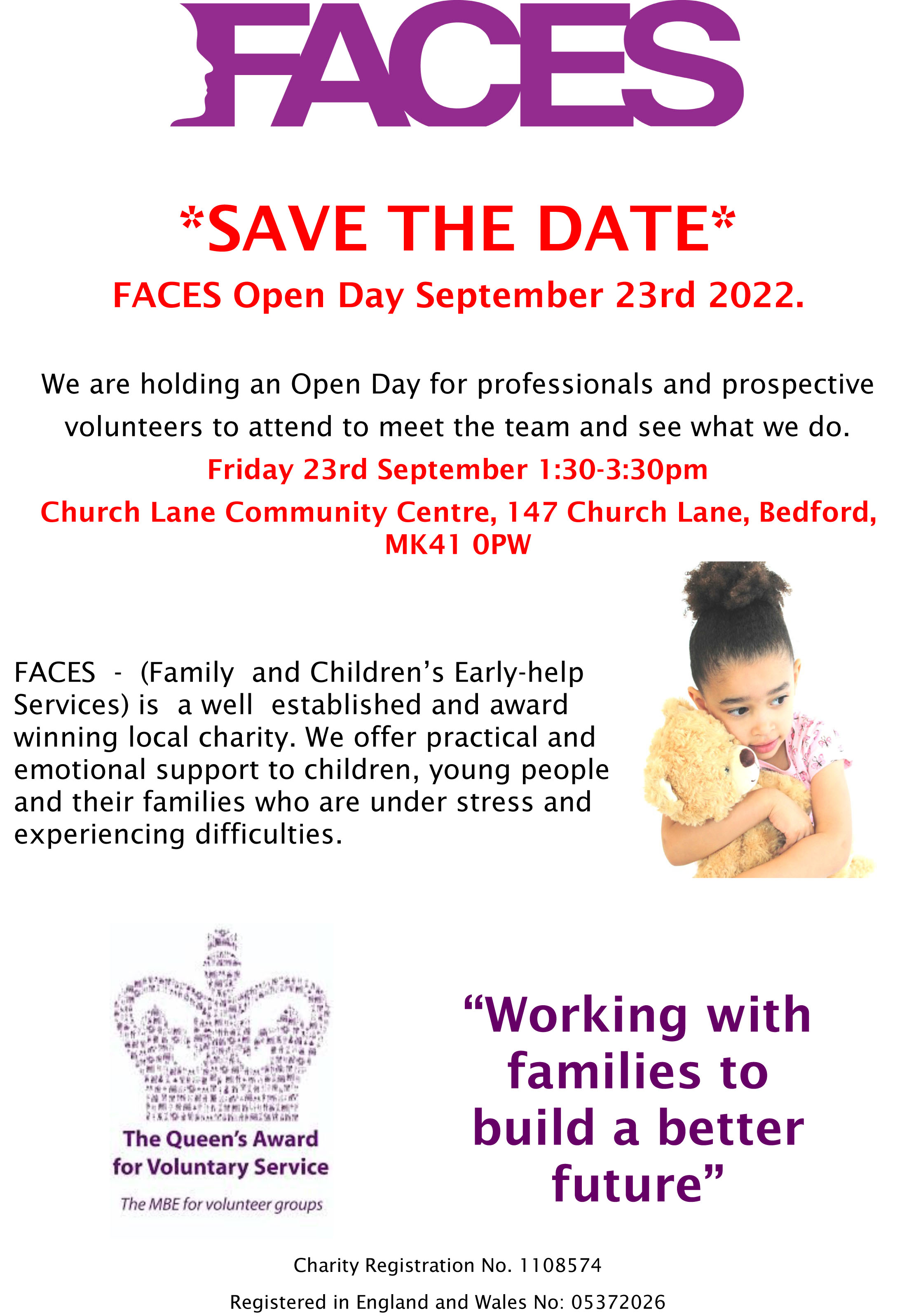 advert for FACES Open Day 